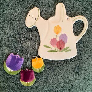 Preowned Avon Vintage Boxed Floral Medley Ceramic Wind Chimes